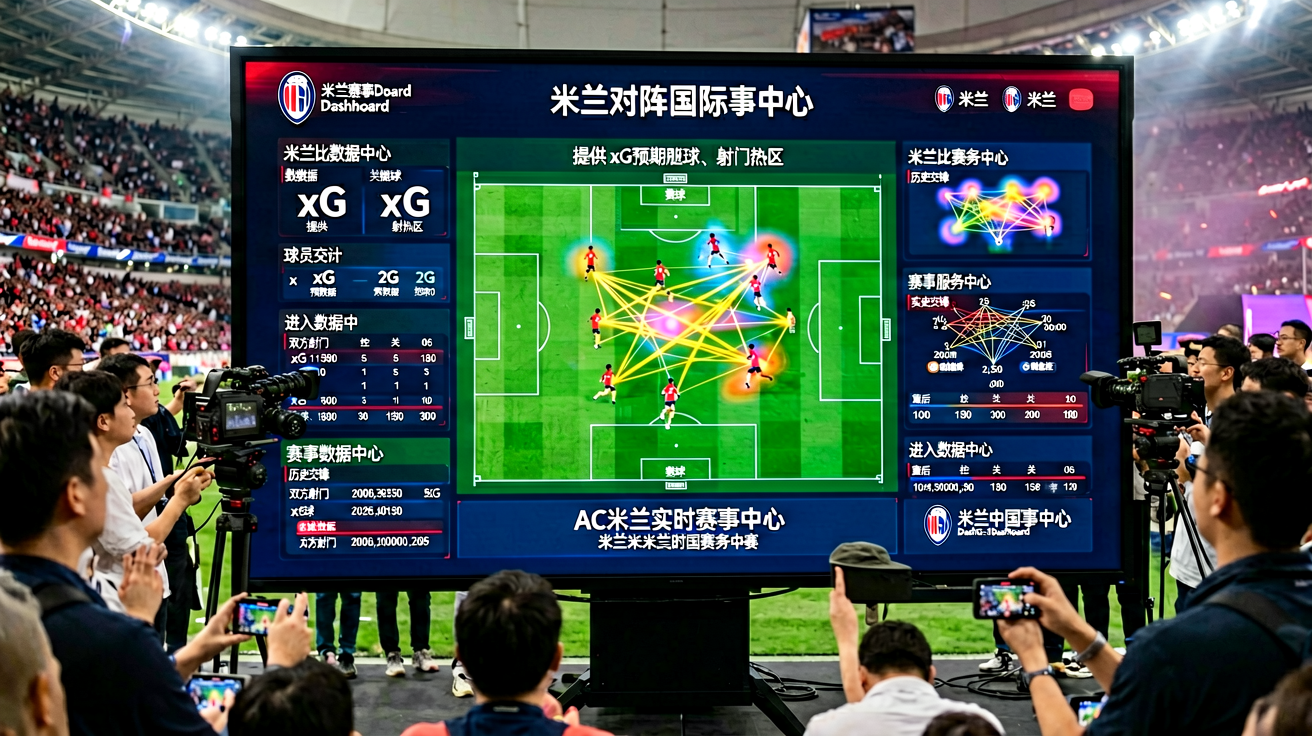 米兰赛事数据Dashboard界面，展示比赛统计图表
